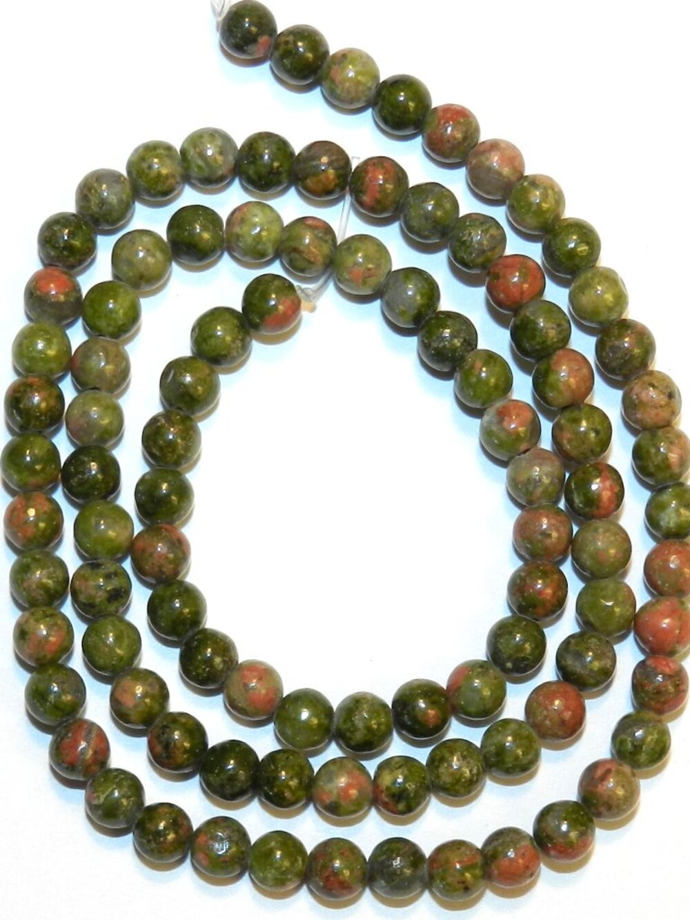 GR242 Orange & Green Marbled Unakite Epidote 4mm Round Gemstone Beads 15" - Picture 3 of 4